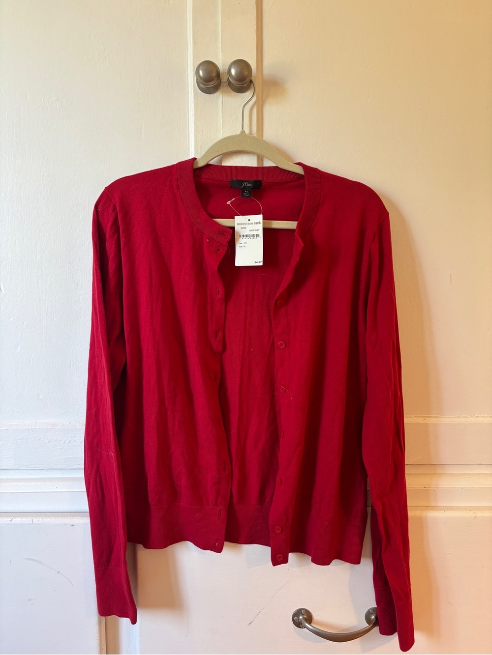 J. Crew Bright Red Button-Up Cardigan